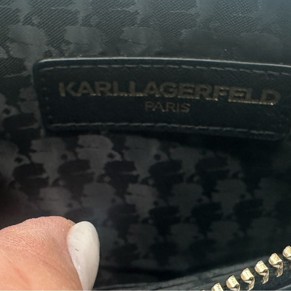Karl Lagerfeld Double Zip Wristlet Clutch Wallet Bag in Black and Purple - Picture 3 of 3